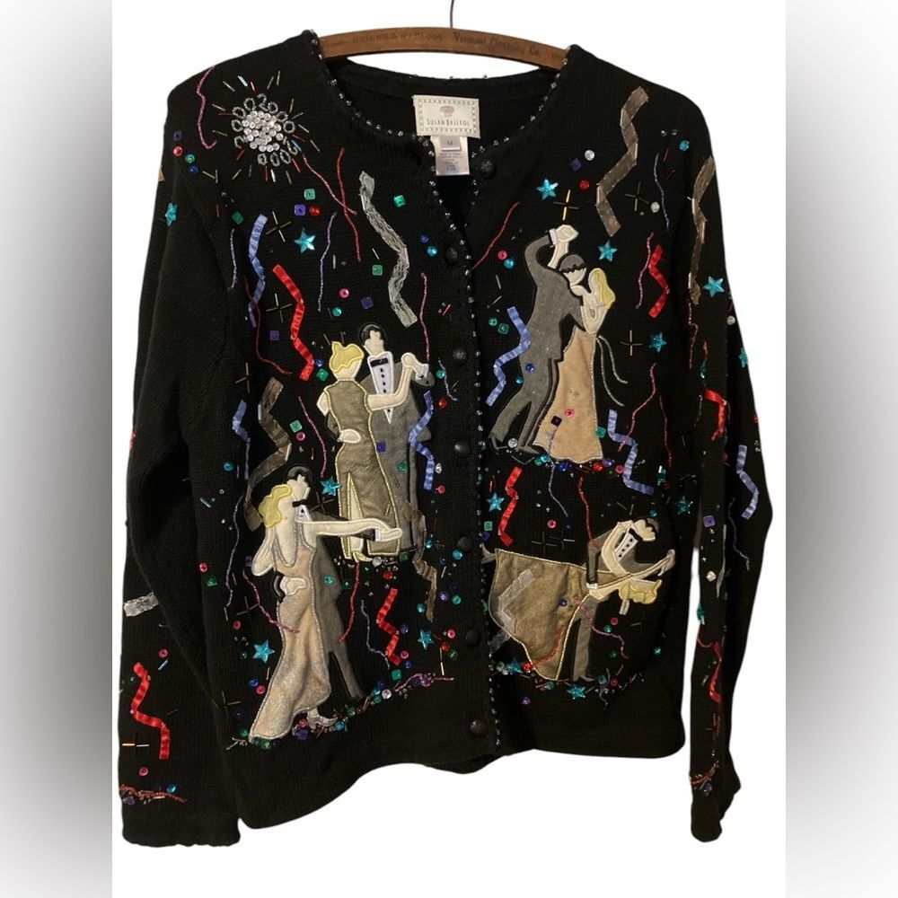 Susan Bristol Vintage Y2K 2000 New Years Eve Sweater Size M